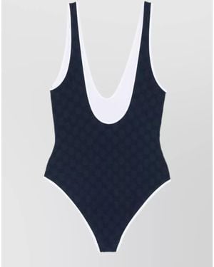 Gucci Beachwear Swimsuit Contrast Trim Deep Neckline - Blue