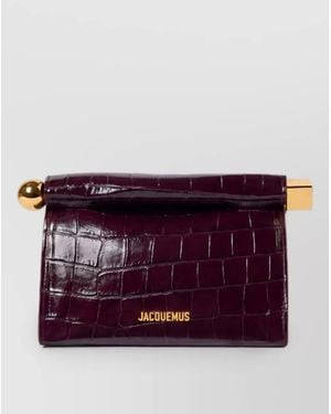 Jacquemus Le Rond Carré Mini Croc-Embossed Leather Shoulder Bag - Purple