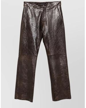Emporio Armani Leather Wide-Leg Trousers - Grey