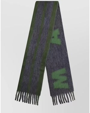 Marni Striped Fringed Scarf - White