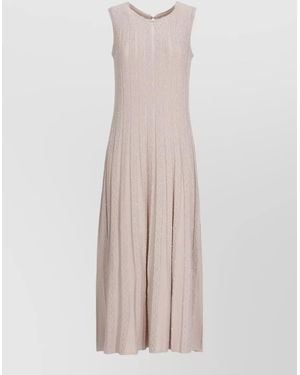 D.exterior Sleeveless Crewneck Flared Midi Dress - Multicolor