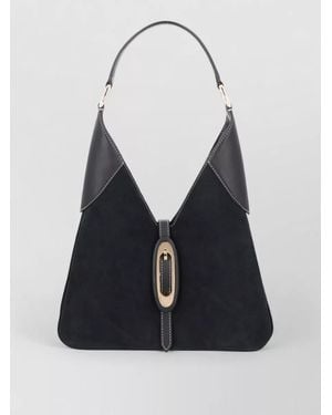 Michael Kors Suede Shoulder Bag Metal Hardware - Blue