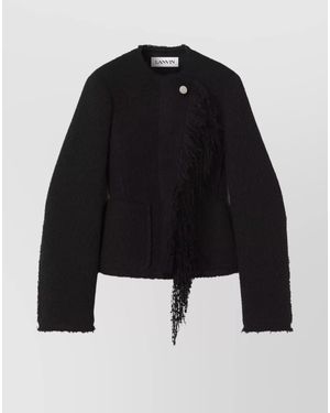Lanvin Wool Asymmetric Fringed Blazer - Black