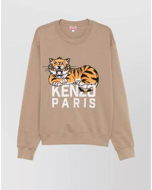 KENZO Cotton Logo-Embroidered Crew-Neck Sweatshirt - Natural