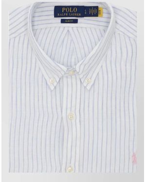 Ralph Lauren Long Sleeves Linen Striped Button Down Shirt - Blue
