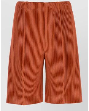Homme Plissé Issey Miyake Pleated Chino Shorts - Orange