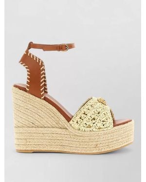 Versace La Medusa Espadrille Sandals Wedge Heel - Natural