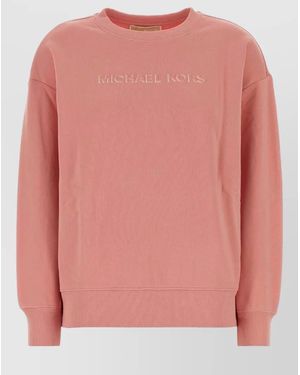 Michael Kors Cotton Sweatshirt Crew Neck Long Sleeves - Pink