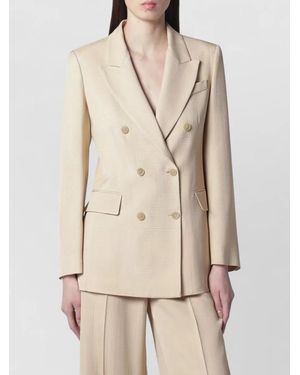 P.A.R.O.S.H. Double Breasted Coat Back Vent Buttons - Natural