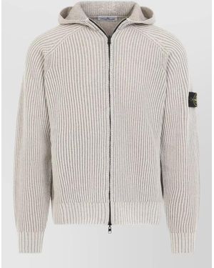 Stone Island Cashmere Textured-Knit Zip-Up Hooded Jacket - Multicolour