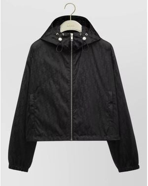 Dior Hooded Jacket Drawstring Hood Elasticated Cuffs - Black