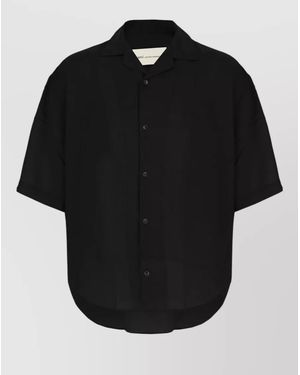 Ami Paris Short Sleeve Shirt Curved Hem Design - Black