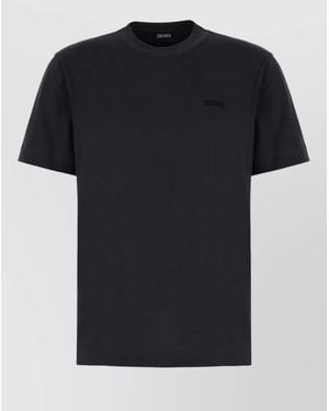 ZEGNA Short Sleeve Round Neck Casual T Shirt - Black
