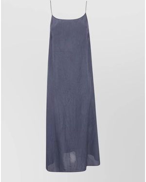 Uma Wang Anaya Dress Crinkled Texture Open Back - Blue
