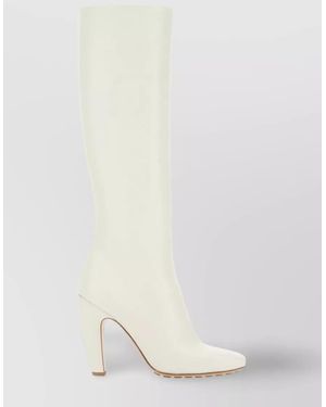 Bottega Veneta Pointed Heel Leather Boots - White