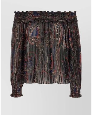 Saint Laurent Silk Smocked Blouse - Black