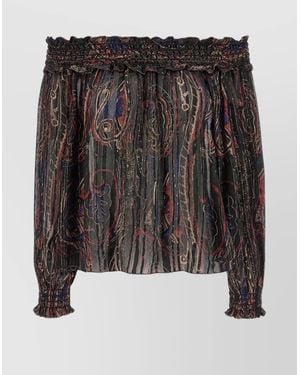 Saint Laurent Silk Smocked Blouse - Black