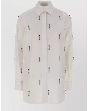 Stella McCartney Long Sleeve Poplin Shirt Featuring Embellishments - White