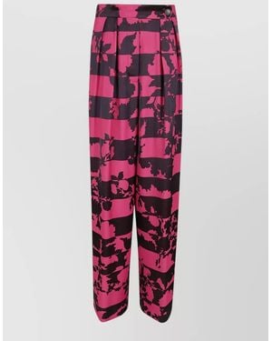 Dries Van Noten Pamplona High Waist Pleated Wide Leg Trousers - Red