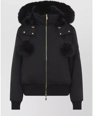 Moose Knuckles Satin Reversible Faux Fur Hooded Puffer Jacket - Black