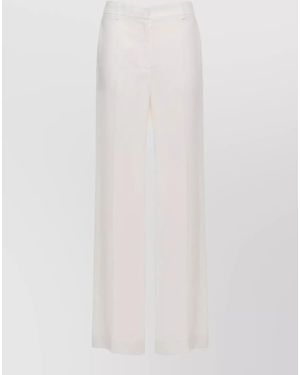Antonelli Straight Linen Blend Pants Wide Leg - White