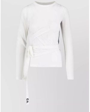 Y-3 Crew Neck Wrap Tie Long Sleeves - White