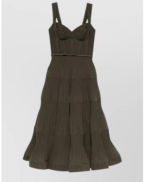 Zimmermann Draped Midi Dress Boned Bodice - Green