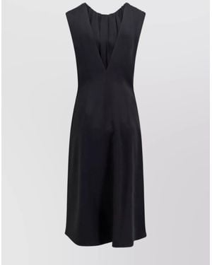 Jil Sander Sleeveless Satin Knee-Length Dress - Blue