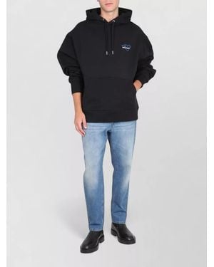 Department 5 Cotton Logo-Patch Hoodie - Blue