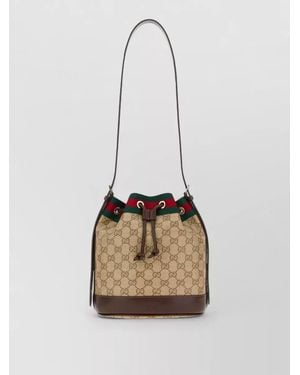 Gucci Gg Canvas Venice Bucket Bag Adjustable Strap - White