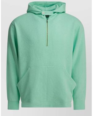 Beams Plus Cotton Half Zip Hoodie - Green