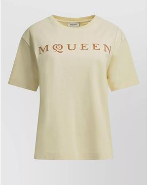 McQueen Crew Neck Short Sleeve Soft Fabric Top - Natural