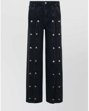 ROTATE BIRGER CHRISTENSEN Dizie Wide Leg Cotton Blend Pants - Blue