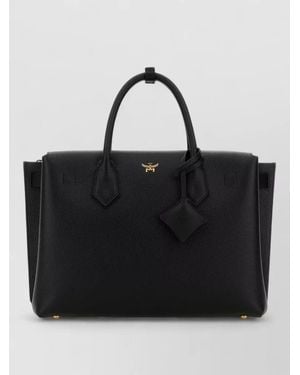 MCM Leather Milla Shoulder Bag Top Handles - Black