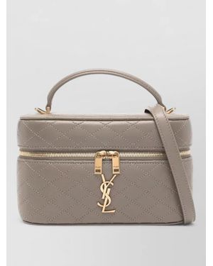 Saint Laurent Gaby Vanity Calf Leather Quilted Crossbody Bag - Grey