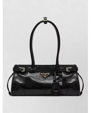 Prada Shoulder Bag Iconic Silhouette Adjustable Strap - Black