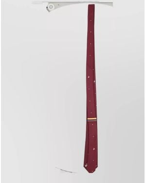 Paul Smith Slim Tie Patterned Fabric Embroidered Tip - White