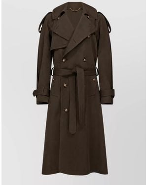 Victoria Beckham Virgin Wool Double-Breasted Belted Trench Coat - Brown