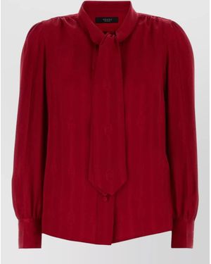 Gucci Shirt Puff Sleeves Textured Fabric Tie Neck