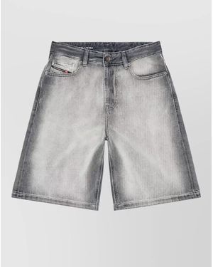 DIESEL Denim Mid-Rise Relaxed-Fit Knee-Length Shorts - Grey
