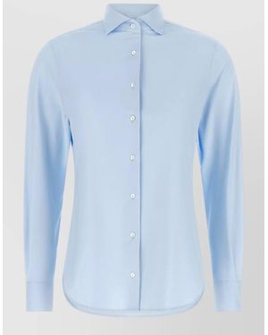 Xacus Pina Shirt Active Line Curved Hem Long Sleeves - Blue