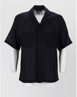 Herno Short Sleeve Collared Shirt Chest Pockets - Black