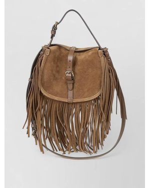 Etro Small Leather Fringed Crossbody Bag - Natural