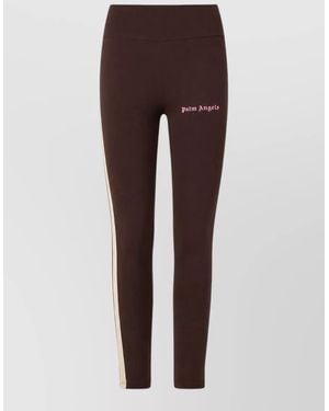 Palm Angels Logo Track Leggings Cropped High Waist Stretch - Brown