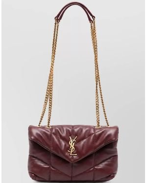 Saint Laurent Loulou Puffer Toy Mini Leather Clutch Bag - Red