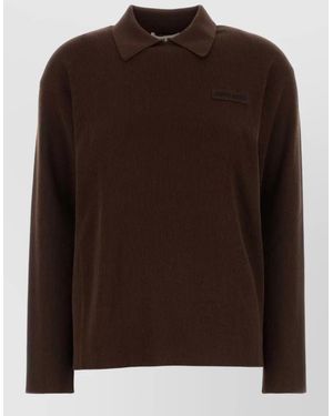 Miu Miu Wool Polo Shirt Collared Design Long Sleeves - Brown