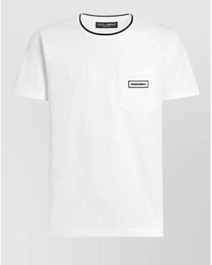 Dolce & Gabbana Cotton Crew Neck T Shirt Pocket Detail - White