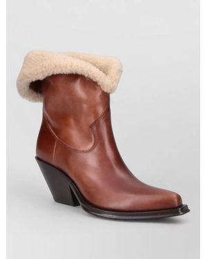 Chloé Leather Fur-Lined Ankle Boots - Brown