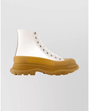 McQueen Tread High-Top Ankle Boots Calfskin - Metallic