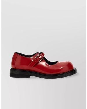 Moschino Leather Mary Jane Ballerina Shoes - Red